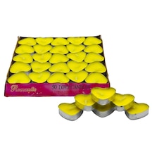 50 Li Tealight Sarı Renk Kalp Mum