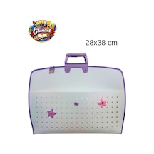Fermuarlı 25x35 Resim Çantası, Proje Çantası Delikli Model Su Geçirmez 28x38 Cm Morlu Beyaz