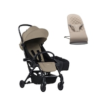 Babybjörn Bliss Ana Kucağı Woven Sand Grey & Bumprider Connect³ Bebek Arabası Black-sand - Yan Düzenleyici Çanta