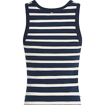 Slım Henley Gb Scoop-nk Tank Top Kadın Mavi T-shirt - Ww0ww43920 Mavi