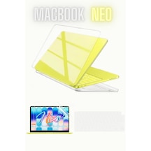 Apple MacBook Neo 13 İnç A3404 Uyumlu Şeffaf Kılıf Ekran Ve Klavye Koruyucu Set Kristal Parlak Kapak
