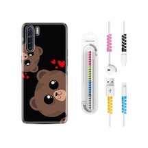 Oppo A91 Kılıf Kablo Koruyuculu Love Animals 1780