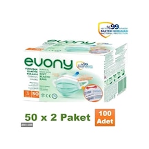 Evony Yumuşak Elastik Kulaklı 3 Katlı Cerrahi Maske 2X50 Li