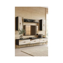 Tvr1813atg Elips Tv Ünitesi Takımı Antrasit-traverten-gold 180cm Antrasit - Traverten - Altın