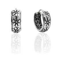 Oya Silver Minimal Etnik Papatya Motifli Gümüş Halka Küpe 1.5x1.5cm Oysy298