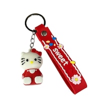 Renkli Silikon Anahtarlıklar-kırmızı Hello Kitty Çok Renkli