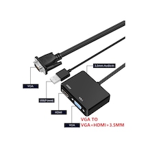 Vga To Vga+Hdmı+3.5Mm Çevirici Dönüştürücü 4772P Adaptor Monitör