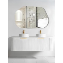 Asimetrik Ayna, Dekoratif Ayna, 85 55 Konsol Aynası, Dresuar Aynası, Tuvalet Aynası. 85 X 55 Gümüş