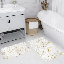 Rovigo Home Baskılı Kaymaz Taban 2 Li Banyo Paspas Takım Rvg5095-100X60-60X50 Çok Renkli