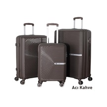 Mçs 3lü Set Kırılmaz Silikon Seyahat Valizi Bavulu V374 Acıkahve Kahverengi