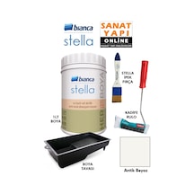 Stella Boya 4 Parçalı Set 1lt Boya - Boya Tavası- Stella İpek Fırça - Kadife Rulo Diğer