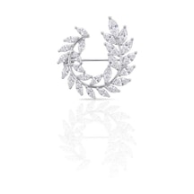 Oya Silver Markiz Taşlı Gümüş Defne Dalı Broş 2.5x2.5 Cm Oysy253