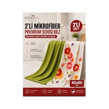 Premium 2'li Mikrofiber Mutfak Kurulama Bezi Seti 40x60 Cm 1 Düz + 1 Desenli Diğer