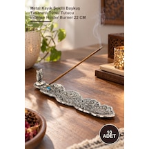 10 Adet Tütsülük Metal Kayık Şekilli Baykuş Tasarımlı Tütsü Tutucu Incense Holder Burner 22 Cm