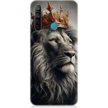 Realme 5i Uyumlu Taçlı Aslan 3 Desenli Silikon Kılıf