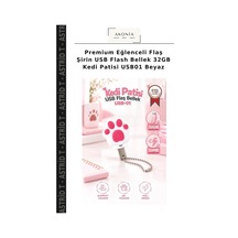 Premium Eğlenceli Flaş Şirin Usb Flash Bellek 32gb Kedi Patisi Usb01 Beyaz