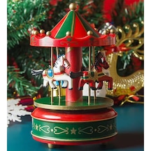 Yılbaşı Noel Nostaljik El Yapımı Atlı Karınca Müzik Kutusu Büyük Boy Yeşil
