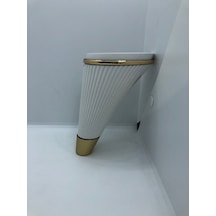 Karakoçaksesuar Plastik,15 Cm Beyaz-Gold Koltuk,Baza,Mobilya Ayağı (4 Adet)