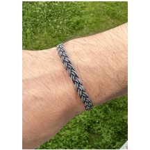 Kazzaze Gümüş Kazaziye Oksitli Örgü Bileklik 18 CM