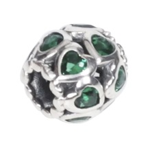 Nur Silver Yeşil Kalpli Gümüş Charm Nur-bl00991