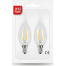 Kes498 Led Flamanlı Buji Ampul 4w 2700k E14 2 Li Paket