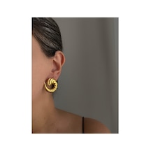 Çelik Gold Vintage Model Comma Küpe -kararma Yapmaz- Altın