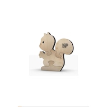 Masif Ahşap Puzzle Çocuklar İçin Boyanabilir Sincap Boya Setli