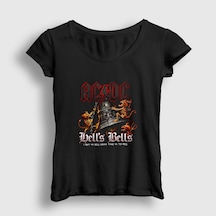 Presmono Kadın Hells Bells Demons Ac/dc T-shirt Siyah