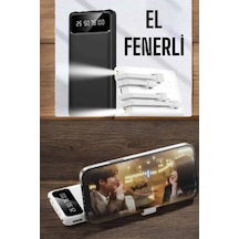 20.000 Mah Led Işıklı Lcd Ekran Usb Girişli Type-c Lightning Powerbank Gri - Siyah