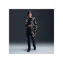 Nike Sportswear Cozy Long-haired All-over Swoosh Logo Lined Loose Full-zip Kadın Ceket-fv8025-010 Siyah