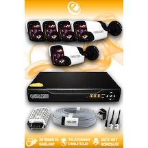 Elitcam 5 Kameralı Panda 5 Dış Kamera Set HDD'siz Full HD Gece Görüşlü Güvenlik Kamerası Sistemi