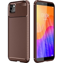 Newface Huawei Y5p Kılıf Auto Focus Karbon Kapak - Kahverengi
