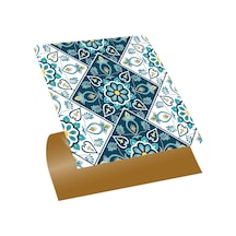 Tink Kendinden Yapışkanlı Turkuaz Çiçek Desenli Pvc Karo 30x30 Cm