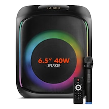 Powerway MIO Taşınabilir Mikrofonlu 40 W Parti Karaoke Kumandalı Bluetooth Hoparlör Led Işıklı