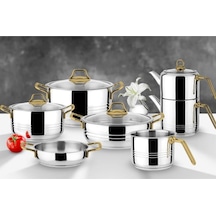 Lines Oscar Sarı kulp 11 Parça Paslanmaz Çelik Çeyiz Seti