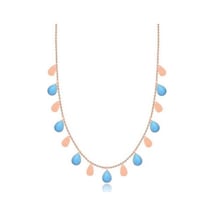 Diamond Line-Gülaylar - Pembe Altın 14 Ayar Firuze Taş Kolye N11.24988