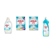 Aquabor Doğal Mineralli Sıvı Beyaz + 4 Kg Renkliler + 4 Kg Beyaz + Elde Bulaşık 4 Lü Set