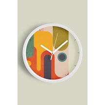 Soyut - Bohem - Geometrik Temalı Modern Duvar Saati - 42cm - Önü Camlı Beyaz Kasa - Sessiz Mekanizma-jh0470 Beyaz