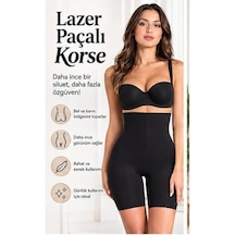 Perafit Lazer Paçalı Korse Siyah