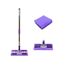 Sihirli Spin Mop Teleskopik Çok Amaçlı Mop +1 Bez Hediyeli - Mor