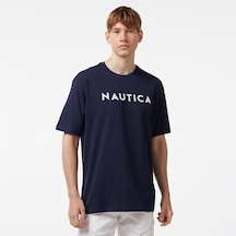 Nautica Erkek Lacivert Oversize T-shirt Baskılı Ve45508t Lacivert