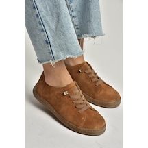 Fox Shoes Y999364003 Taba Hakiki Deri Süet Kadın Spor Ayakkabı Sneakers Taba