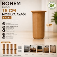 Bohem Model 15 Cm Mobilya Ayağı Söğüt Rengi Sert Polimer Koltuk Dolap Tv Ünitesi Ayağı-8 Adet Krem