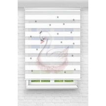 Perdecizade Enxboy Kuğu Dijital Baskılı Zebra Perde-cocuk Odası-stor Perde Renkli