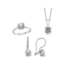 Gümüş Tek Taş Bayan Set Set101139 Gümüş
