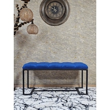 Zafir Siyah Boyalı - L - Ayaklı 100 Cm X 38 Cm Oturak - Bench - Makyaj Taburesi - Makyaj Oturak Mavi