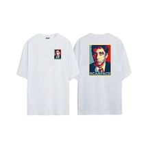 Thewert Unisex Scarface Ön Arka Baskılı Beyaz Oversize T-shirt