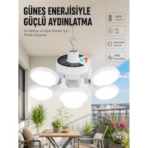Güneş Enerjili Katlanabilir 5 Kanatlı Solar Bahçe Lambası Beyaz