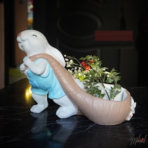 Sanatsal Tavşan Saksı El Boyaması, Masalsı Bahçe Aksanı
