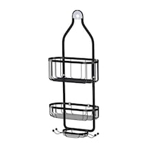 Banyo Rafı, Çıkarılabilir, 2 Katlı, Kurulum Gerektirmez, Metal, Siyah